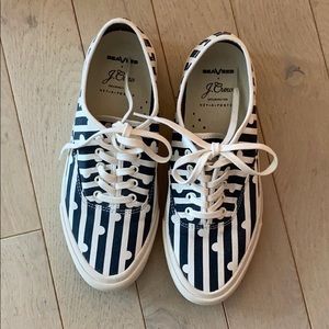 Navy and White stripe sneakers
